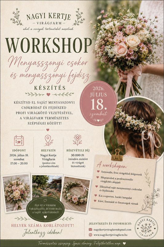 Menyasszonyi csokor és hajdísz készítő workshop 07.18.